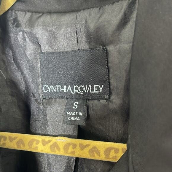 CYNTHIA ROWLEY A Line Flared Tiered Button Polyester Belted Coat Size Small - Picture 2 of 6